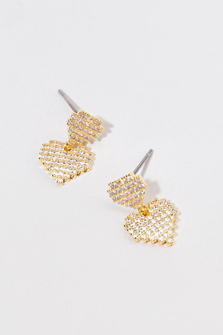 Donna Pixel Diamond Heart Earrings