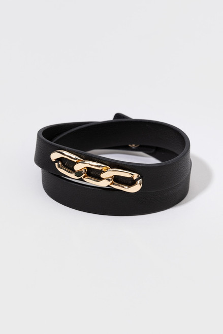 Kirsten Black Leather Wrap Bracelet