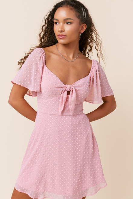 Poppy Tie Front Clip Dot Dress