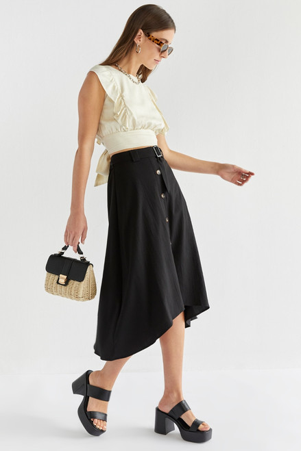 Cecilia Belted Buttoned Skirt