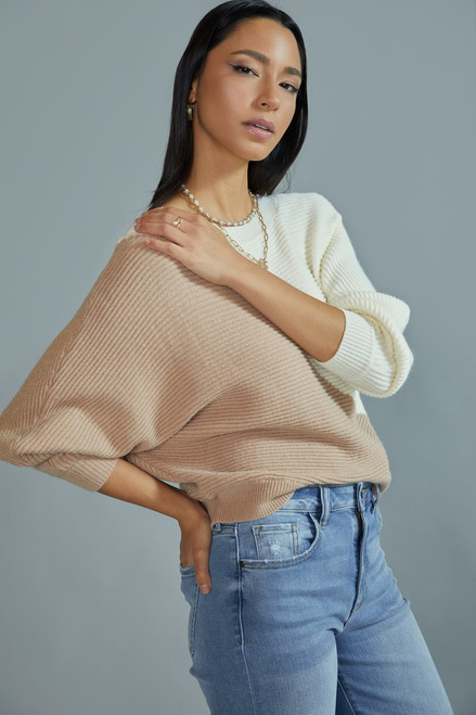 Margaret Dolman Sleeves Colorblock Pullover Sweater