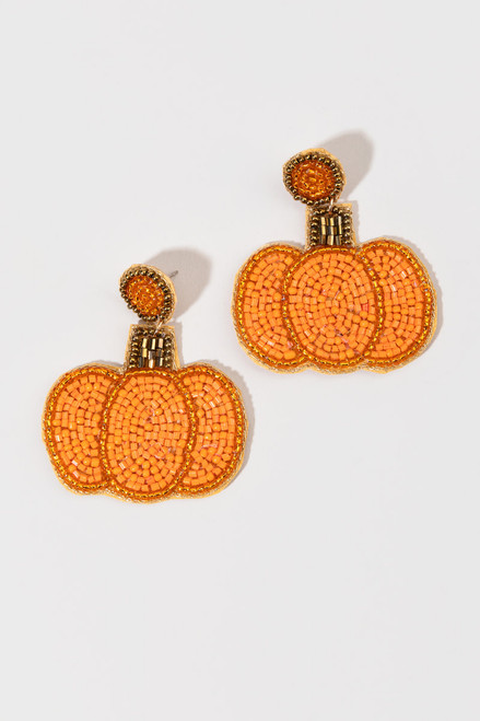 Nettie Seedbead Pumpkin Earrings