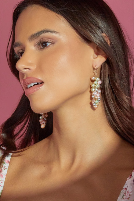Luxe Multi Cluster Pearl Drop Earrings