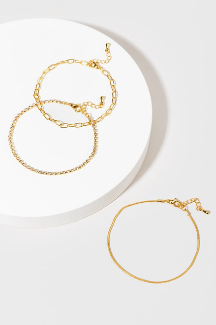 Winnie 14K Gold Dipped Multi Chain Bracelet Set