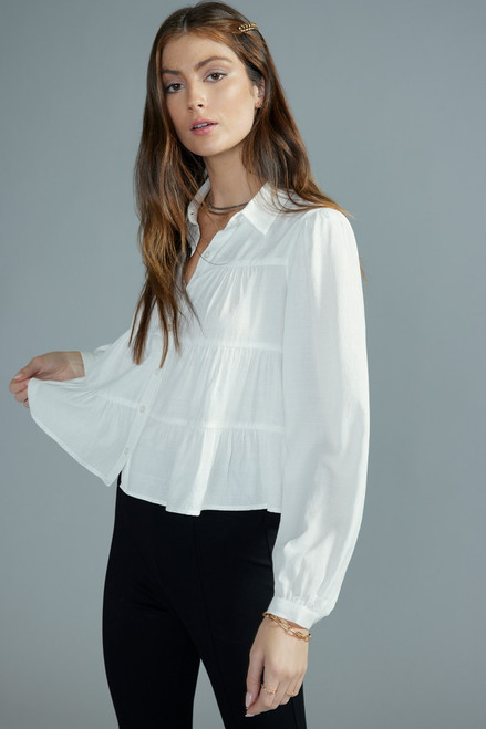 Calli Tiered Babydoll Button Down Top