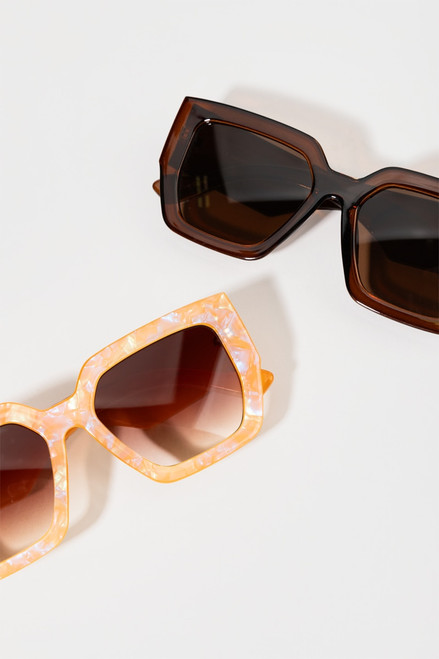 Geena Iridescent Oversized Angular Sunglasses