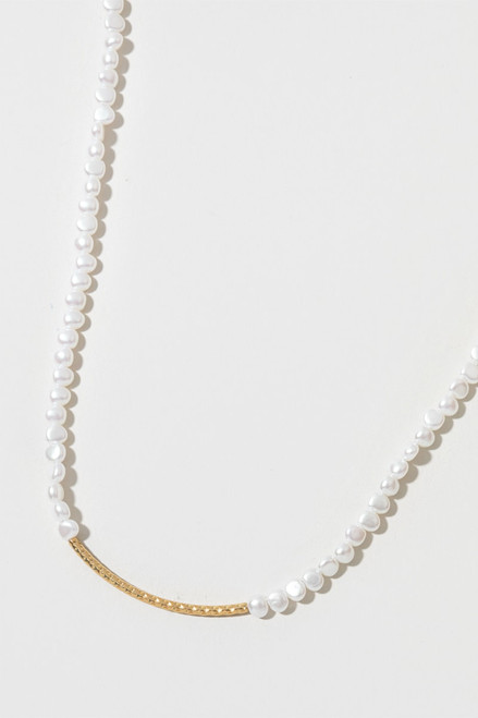 Gennie Freshwater Pearl Metal Bar Necklace