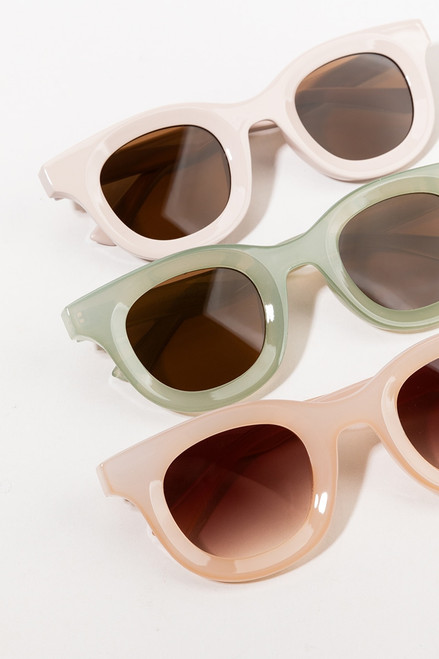 Kay Thick Frame Round Sunglasses