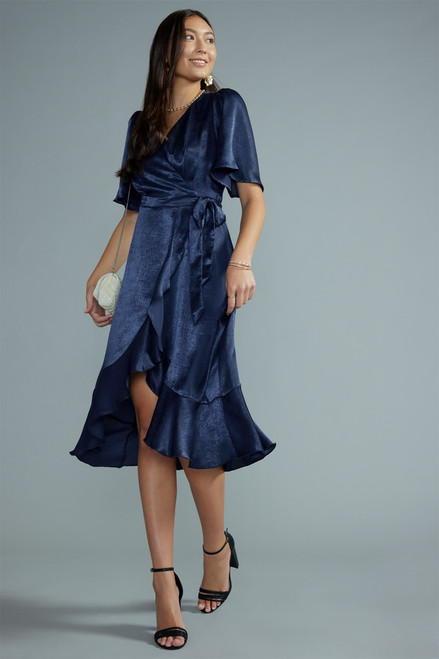 Margot Satin Wrap Midi Dress