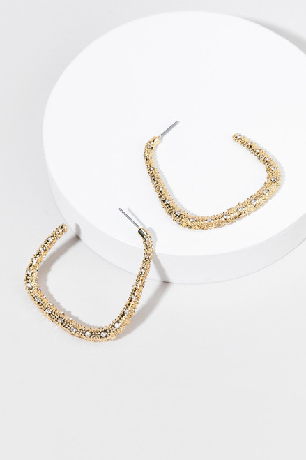 Edith Pave Encrusted Large Square Hoops