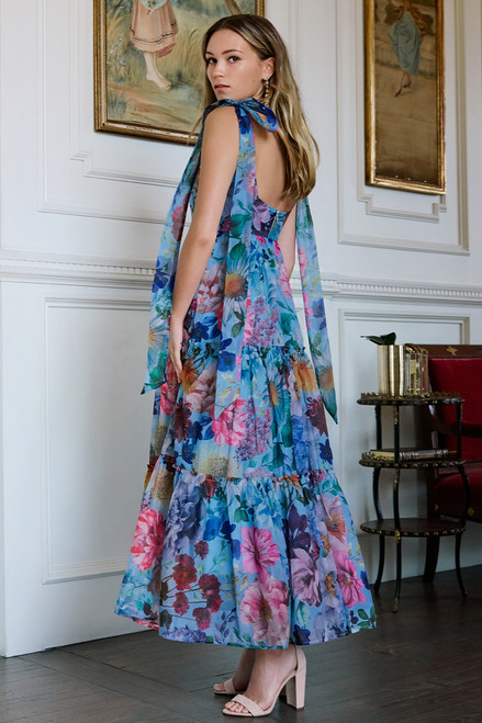 Ivanna Tie Strap Tiered Floral Maxi Dress