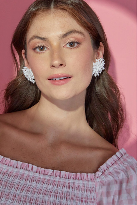 Luxe Flower Bead Burst Stud Earrings