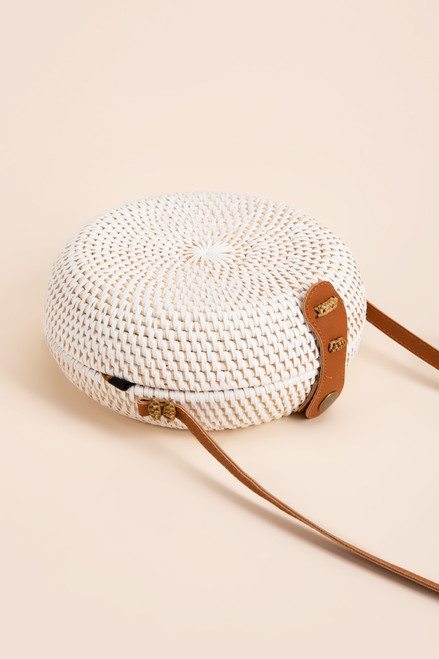 Olivia Round Rattan Crossbody Bag