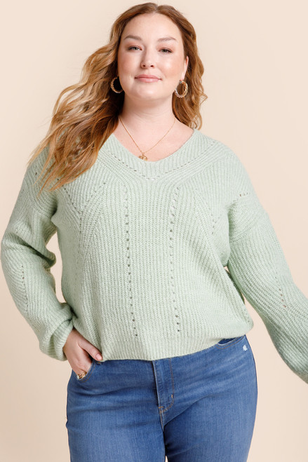 Kristina V Neck Pointelle Sweater
