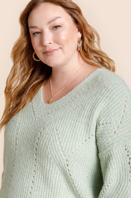 Kristina V Neck Pointelle Sweater