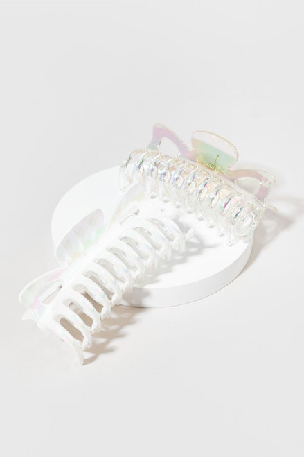 Farrah Iridescent Clear XL Hair Claws