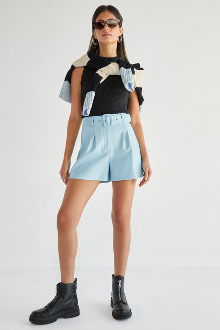 Lucille Pleated Belted Short