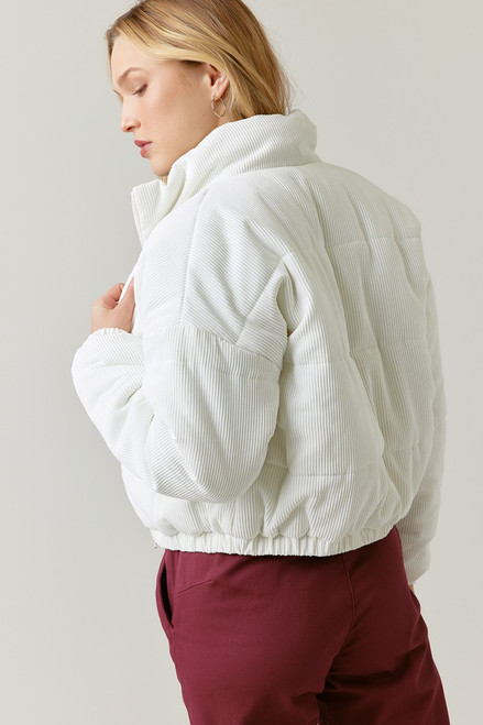 Adriana Solid Corduroy Puffer Jacket