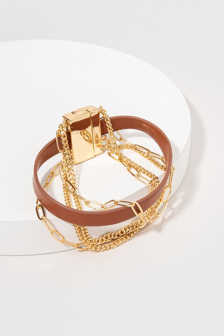 Sadie Layered Leather Chain Wrap Bracelet