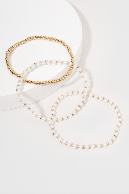 Reese Pearl Metal Bead Bracelet Sets