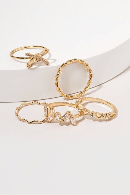 Ming CZ Bow Heart Ring Set