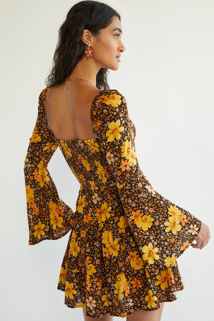 Adeline Floral Bell Sleeve A-Line Dress