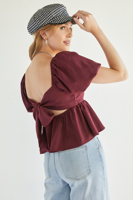 Marley Square Neck Bow Back Blouse
