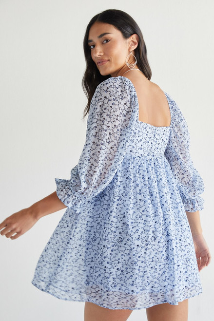 Marie Floral Babydoll Square Neck Dress
