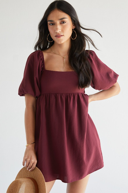 Lia Puff Sleeves Bow Back Dress