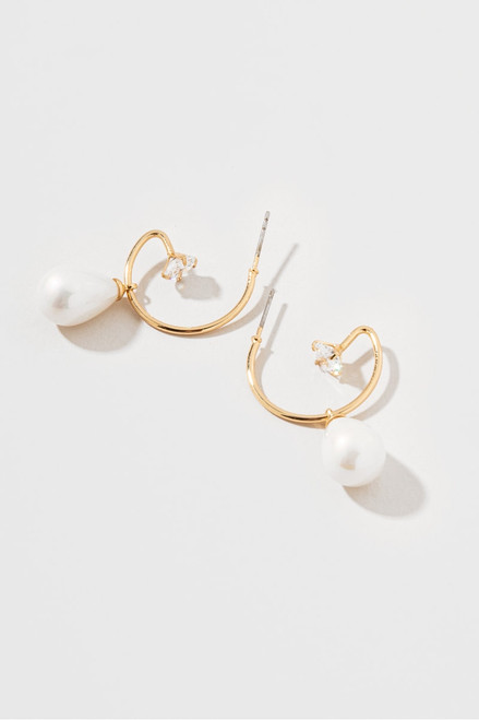 Amy Pearl Charm Glass Hoop Earrings