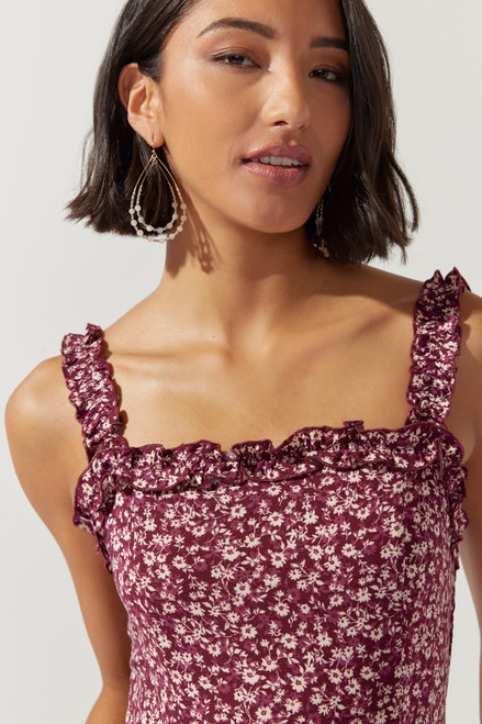 Roxanne Floral Ruffle Strap Midi Dress