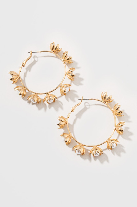 Athena Pearl Blossom Hoop Earrings