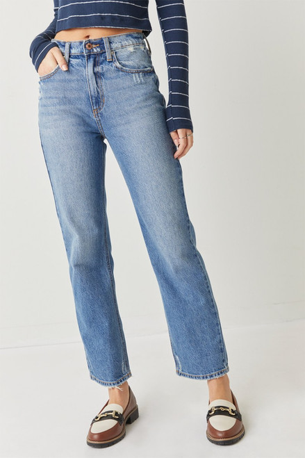 Myra High Rise Straight Ankle Jeans