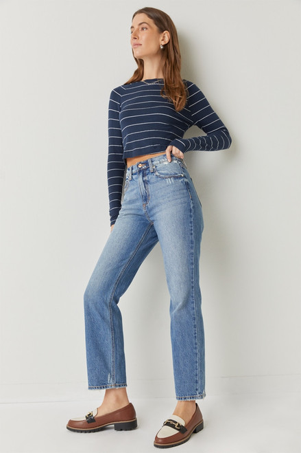 Myra High Rise Straight Ankle Jeans