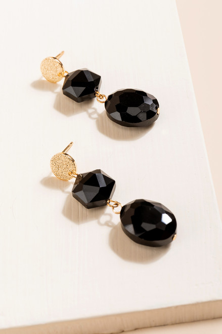 Leslie Black Stone Drop Earrings