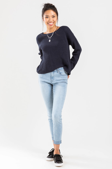 Kaci Lace Up Back Pullover Sweater