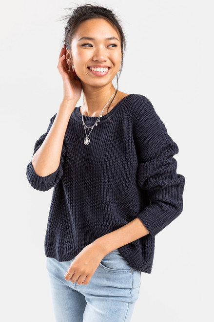 Kaci Lace Up Back Pullover Sweater