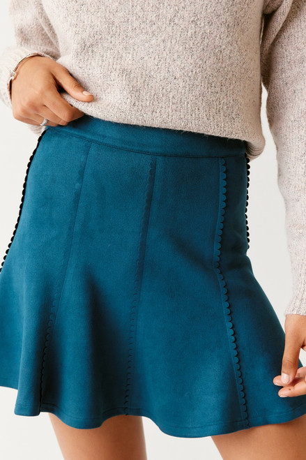 Mia Scalloped Faux Suede Mini Skirt