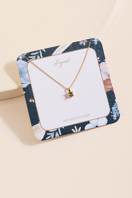 August Crystal Birthstone Pendant Necklace