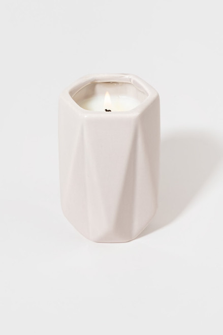 Ceramic Hex Warm Sandalwood Candle 6oz