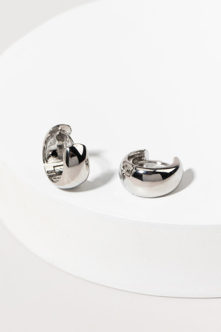 Alette Fine Silver Plated Thick Hinge Huggie Earrings