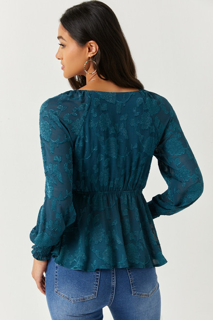 Sharon Jacquard Tie Front Blouse