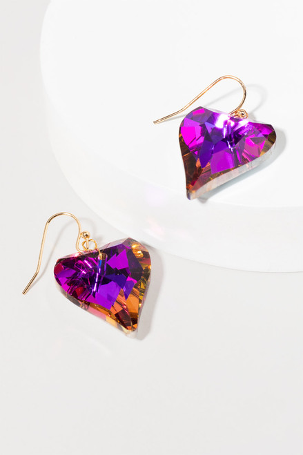 Annalise Large Iridescent Crystal Heart Earrings