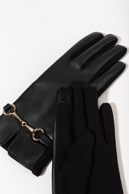 Lottie Gold Chain Leather Gloves