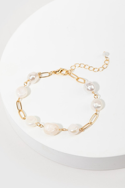 Carter Pearl Paperclip Chain Bracelet