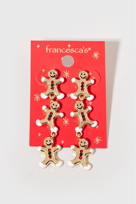 Gingerbread Man Linear Earrings