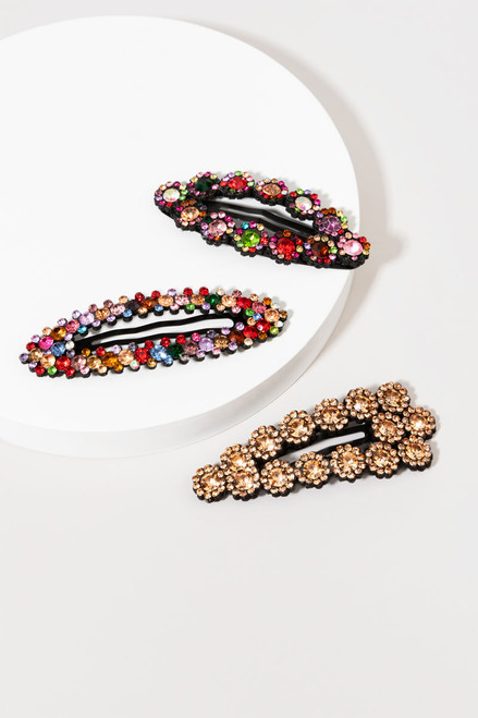 Timara Multi Color Jeweled Hair Clip Set