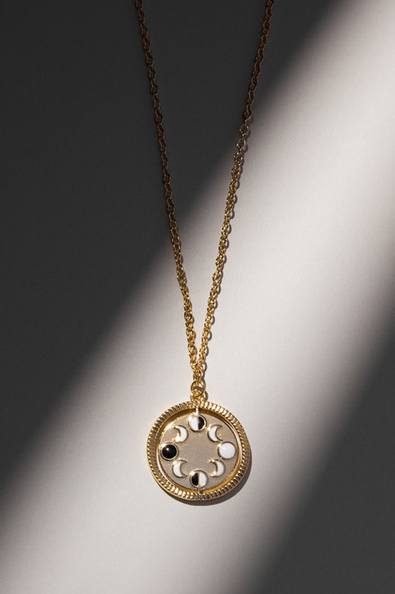 Luxe 14K Gold Plated Moon Phase Coin Necklace