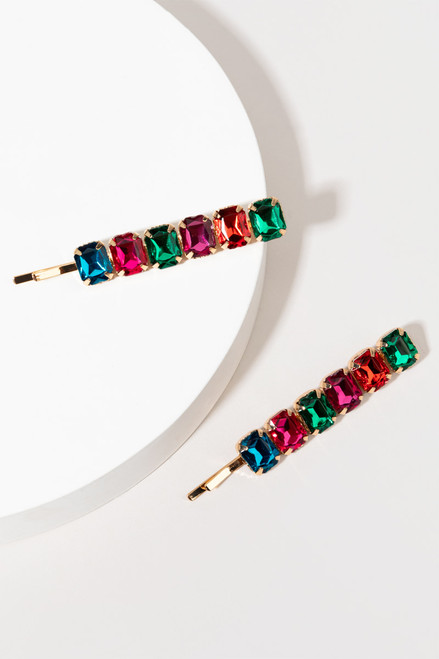 Marla Multi Color Stone Bobby Pin Set