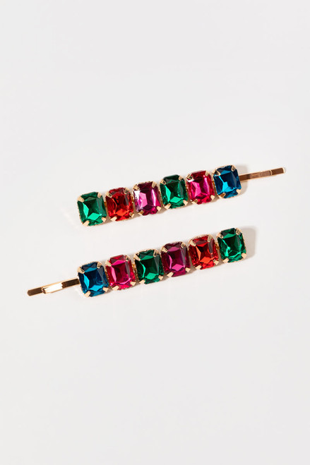 Marla Multi Color Stone Bobby Pin Set